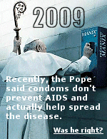 The story circulates that condom pores are larger than the AIDS virus, allowing it to pass through. That is true with the old style made from animal intestines (called ''lambskin''), but not true with modern highly protective latex versions.